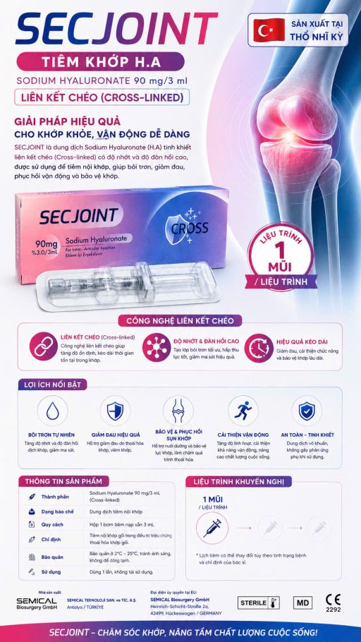 Dịch Tiêm Khớp SECJOINT 90mg/3ml CrossLink | Nhập Khẩu Châu Âu